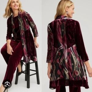 Chico's‎ Black Velvet Burnout Kimono
